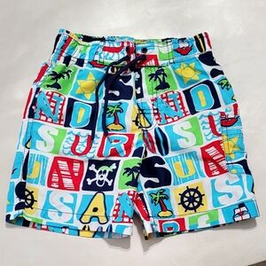 J Khaki Boys Swim Trunks Sz 4, Tropical,  Beach.   Excellent condition